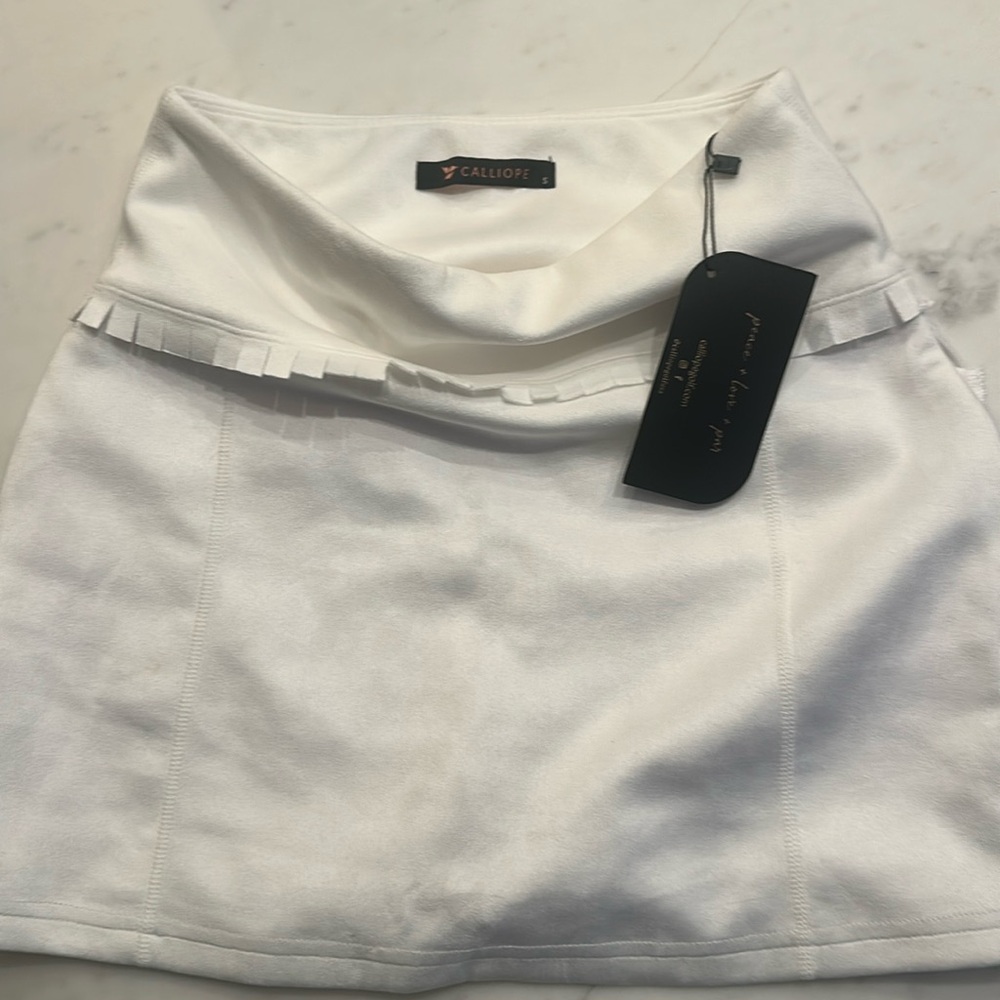 NWT Calliope Golf All Frills Skirt Skorts Small White Stretch Mid Rise